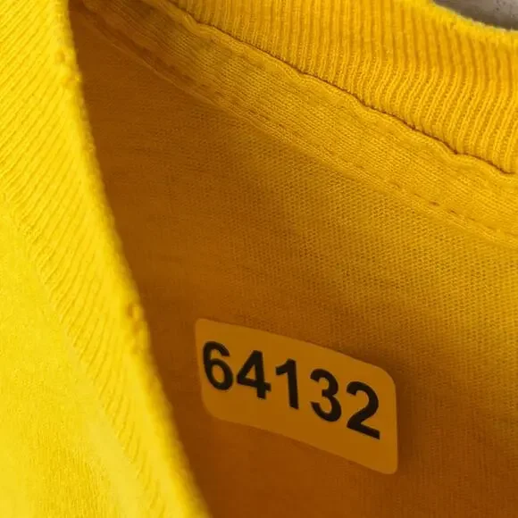 NIKE Shirt Mens L 90s Center Swoosh Spellout Short Sleeve Cotton Yellow VTG - Picture 13 of 13